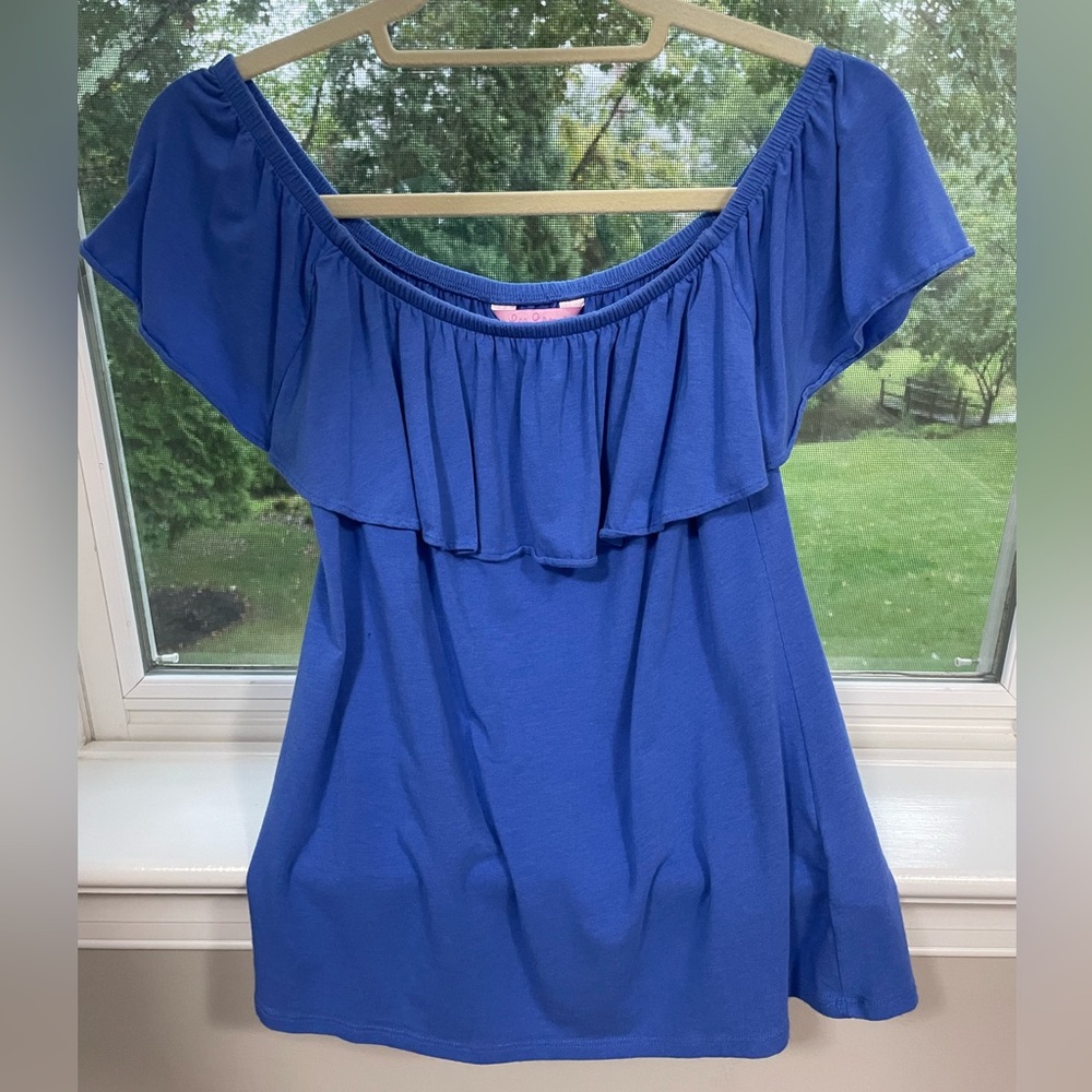 Lilly Pulitzer cornflower blue off-the-Shoulder top